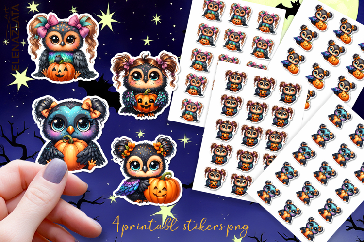 Halloween Stickers, neon cute animals Stickers