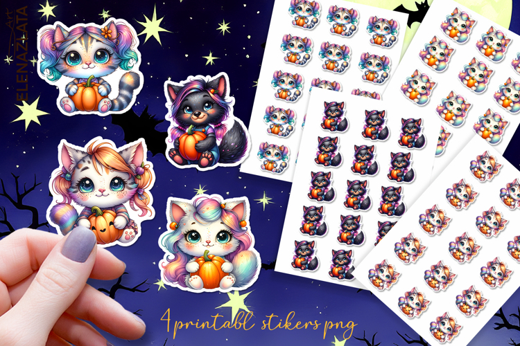 Halloween Stickers, neon cute animals Stickers