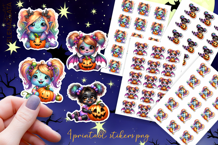 Halloween Stickers, neon cute monster Stickers
