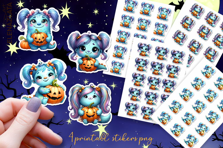 Halloween Stickers, neon cute monster Stickers
