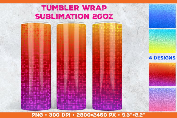 Vibrant Rainbow Mosaic Tumbler Sublimation Design