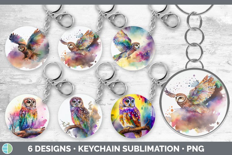 Rainbow Pearlspotted Owl Keychain Sublimation Keyring Des