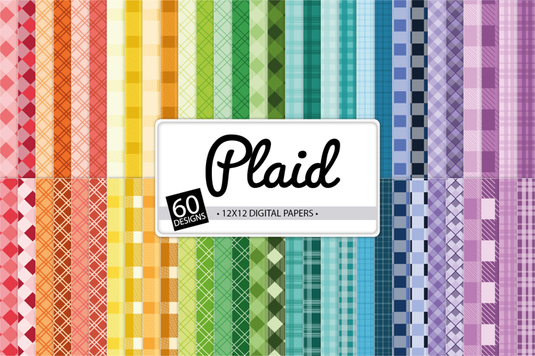 Plaid Digital Paper Bundle, 60 Checked & Tartan Patterns