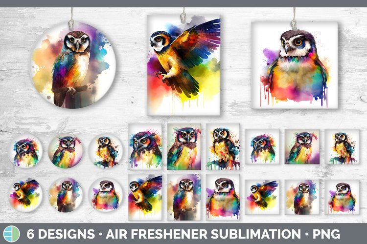 Rainbow Spectacled Owl Air Freshener Sublimation Car Fresh
