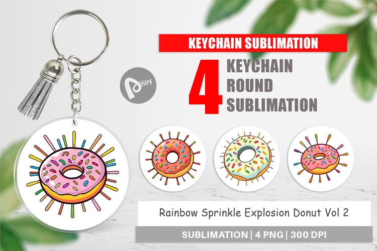 Keychain Rainbow Sprinkle Donut