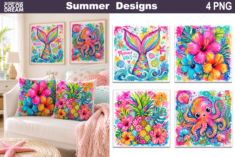 Rainbow Tropical Summer Pillow | Coastal Sublimation