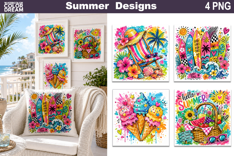 Rainbow Tropical Summer Pillow | Beach Sublimation