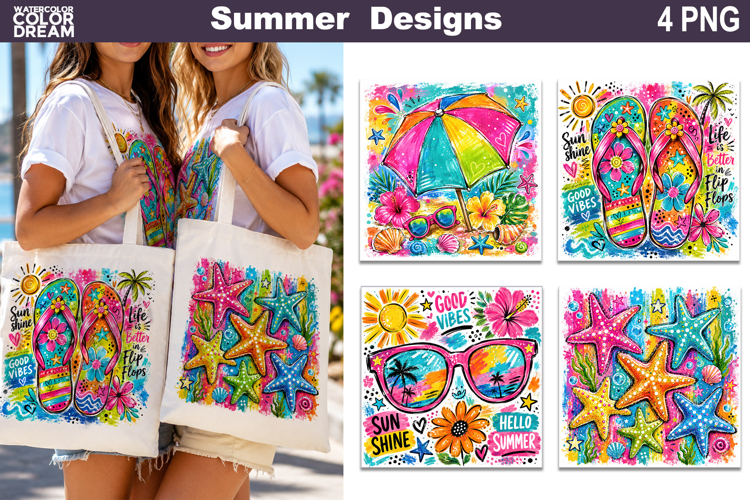 Rainbow Beach Summer | Tote Bag Sublimation example image 1