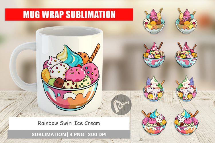 Mug Wrap Rainbow Ice Cream