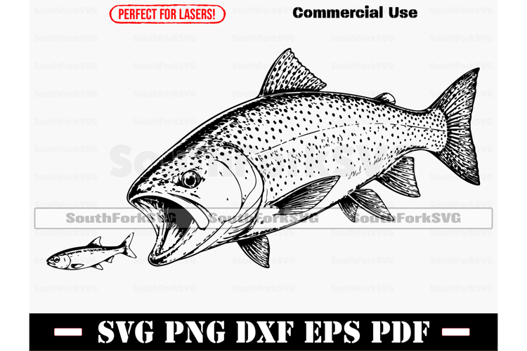 Rainbow Trout SVG PNG EPS PDF DXF example image 1