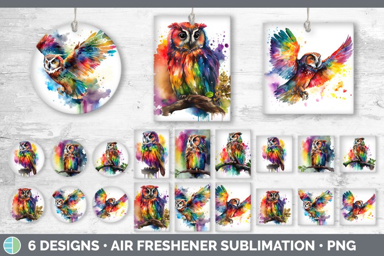 Rainbow Tufted Owl Air Freshener Sublimation Car Freshener