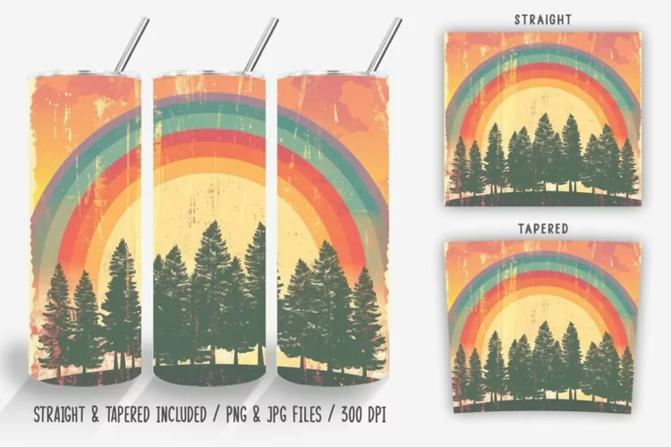 Rainbow Vintage Forest Tumbler Wrap