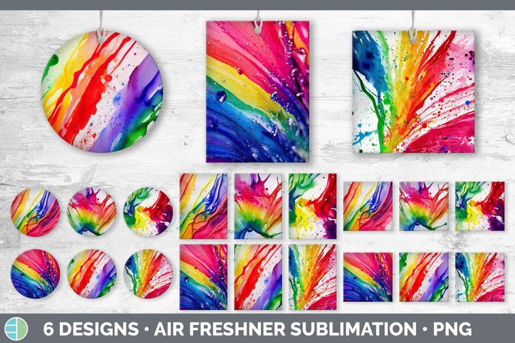 Watercolor Rainbow Air Freshener | Sublimation Designs Bundl