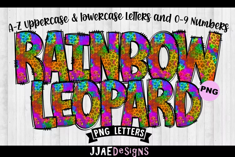 Rainbow Leopard Font, Leopard PNG Letters Watercolor Font