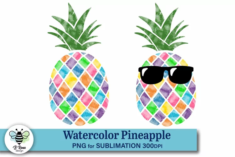 Rainbow Watercolor Pineapple Sublimation