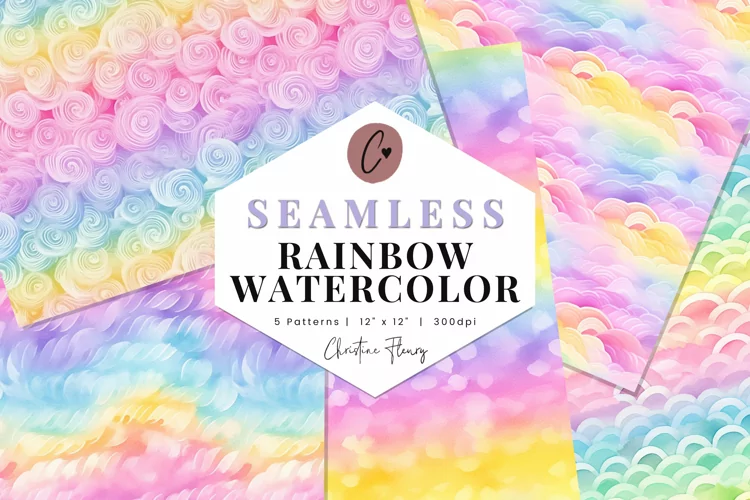 Rainbow Watercolor Digital Paper Mini Pack