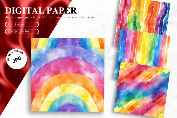 Rainbow Watercolor Alcohol Ink Background Digital Paper_1