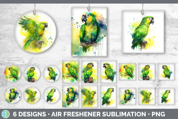 Rainbow YellowNaped Amazon Parrot Air Freshener Sublimati