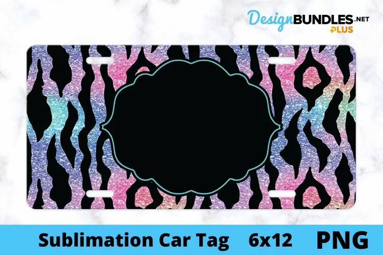 Sublimation Car Tag - Car Tag PNG - Monogrammed Zebra
