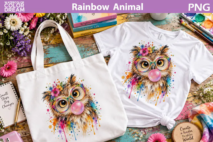 Rainbow Owl Clipart | Cute Owl Bubble Gum