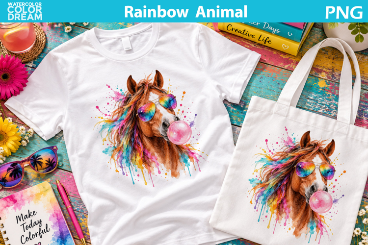 Rainbow Horse Clipart | Rainbow Animal Sublimation