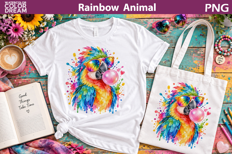 Rainbow Parrot Clipart | Rainbow Animal Sublimation