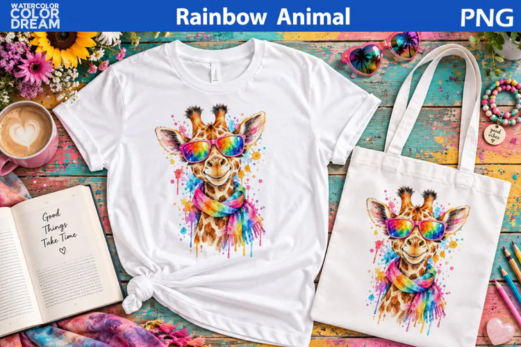Rainbow Elephant Clipart | Watercolor Animal Sublimation
