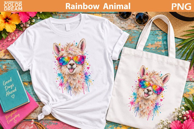 Rainbow Alpaca Sunglasses | Watercolor Sublimation