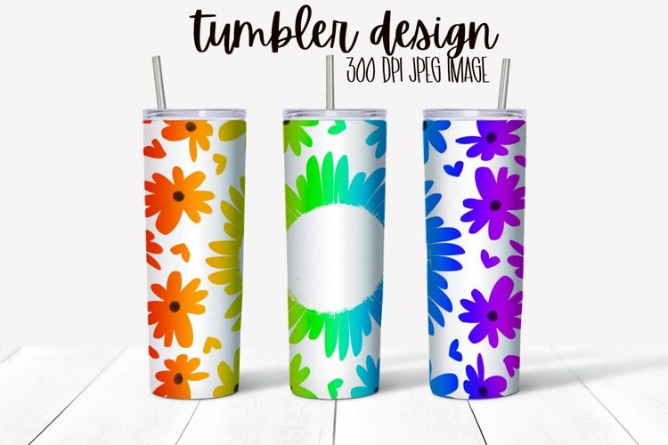 Rainbow Sunflowers Tumbler Wrap Design example image 1