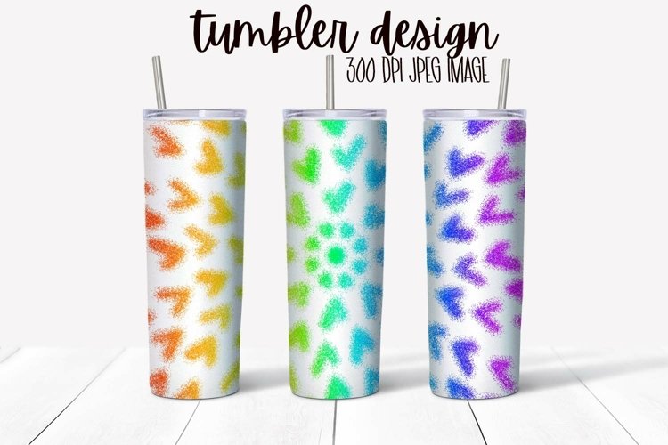 Rainbow Glitter Hearts Tumbler Wrap Design example image 1