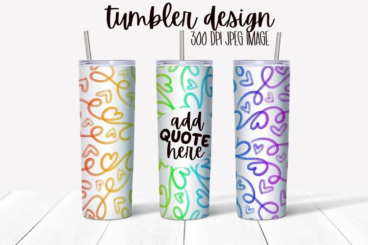 Rainbow Paint Hearts Tumbler Wrap Design With Blank Space
