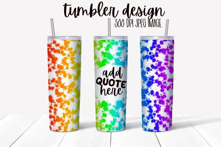 Rainbow Splatters Tumbler Wrap Design With Blank Space example image 1