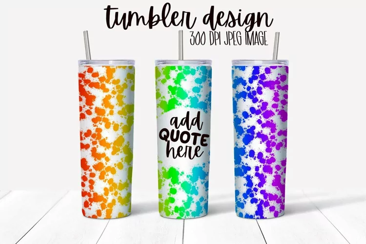 Rainbow Splatters Tumbler Wrap Design With Blank Space