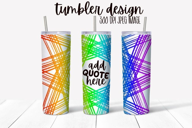 Rainbow Strips Tumbler Wrap Design With Blank Space example image 1