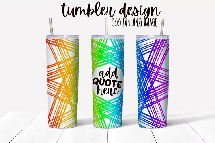 Rainbow Strips Tumbler Wrap Design With Blank Space