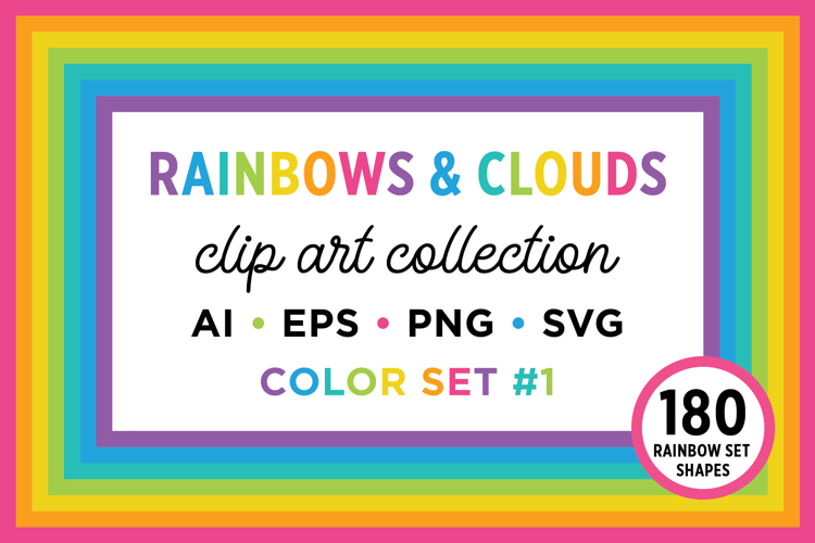 Rainbows and Clouds Clip Art Set
