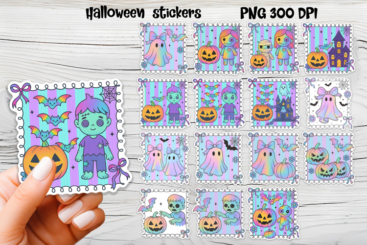 Iridescent Halloween stickers | Printable Halloween sticker
