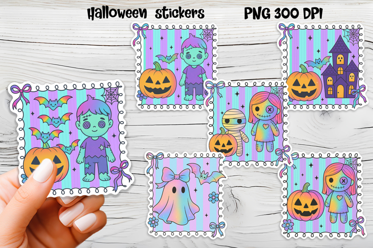 Iridescent Halloween stickers | Printable Halloween sticker