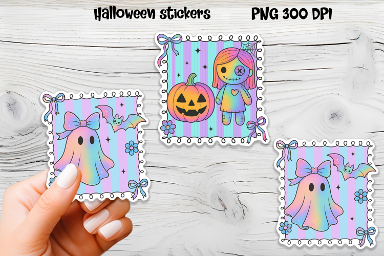 Iridescent Halloween stickers | Printable Halloween sticker