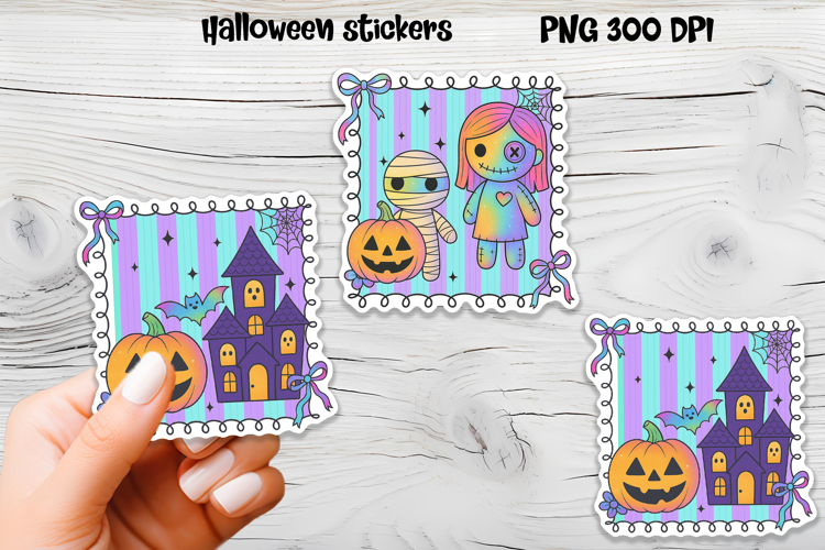 Iridescent Halloween stickers | Printable Halloween sticker