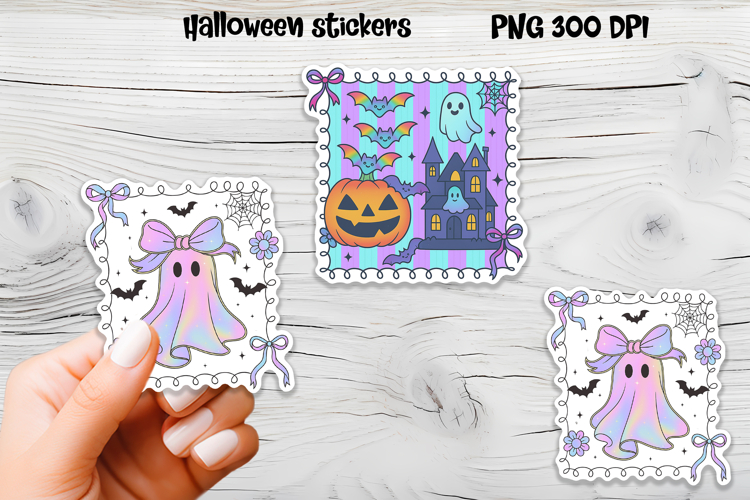 Iridescent Halloween stickers | Printable Halloween sticker