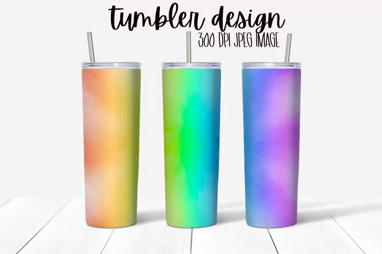 Rainbow Watercolor Tumbler Wrap Design