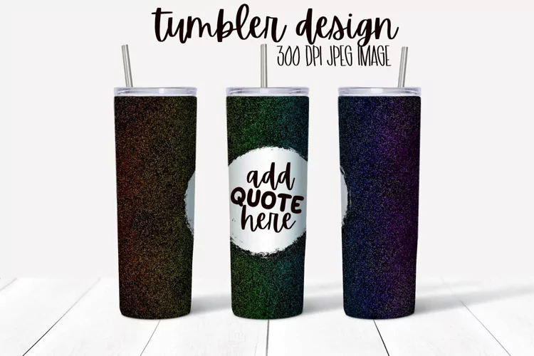 Rainbow Stars on Black Tumbler Wrap Design With Blank Space