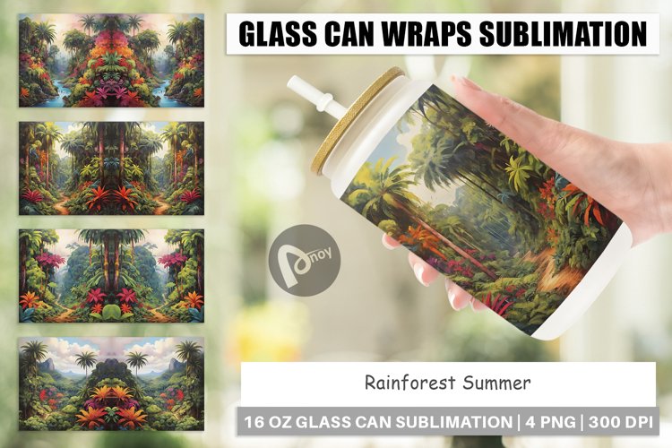 Glass Can Wraps Summer Jungle