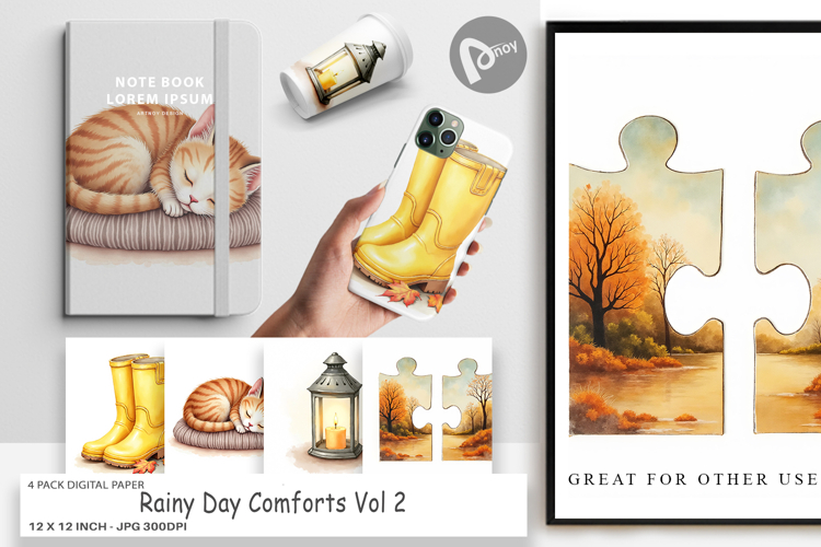 Digital Paper Cozy Rainy Day example image 1