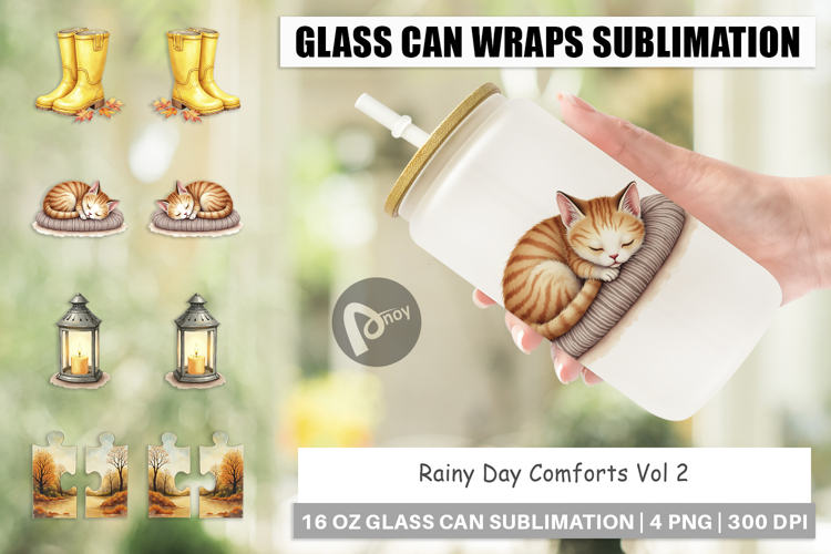 Glass Can Cozy Rainy Day