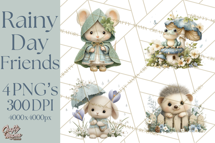 Rainy Day Clipart, Spring Rain Mini World PNG, Tiny Animal