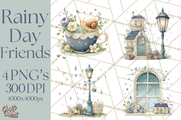 Rainy Day Clipart, Spring Rain Mini World PNG, Tiny Animal