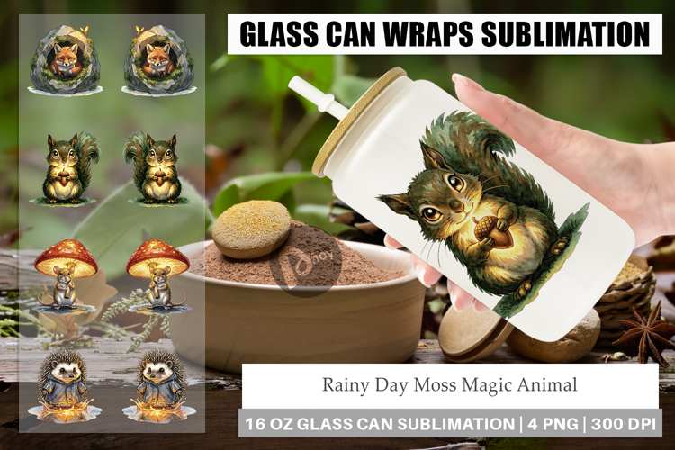 Rainy Day Moss Magic Animal Glass Can