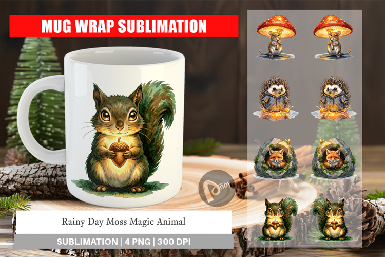 Rainy Day Moss Magic Animal Mug Wrap